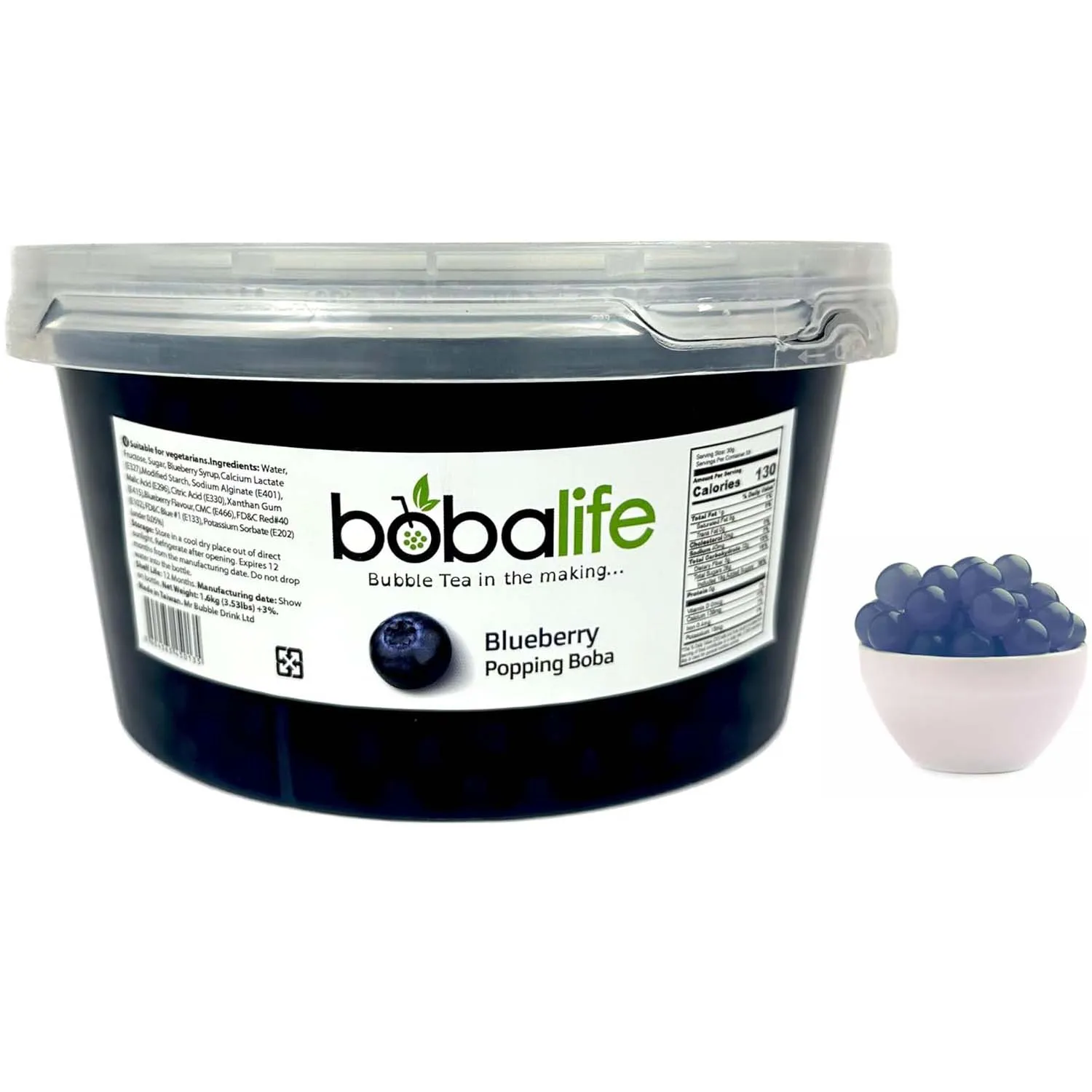 Blueberry Popping Boba Balls (1.6kg) Premium Taiwanese Boba