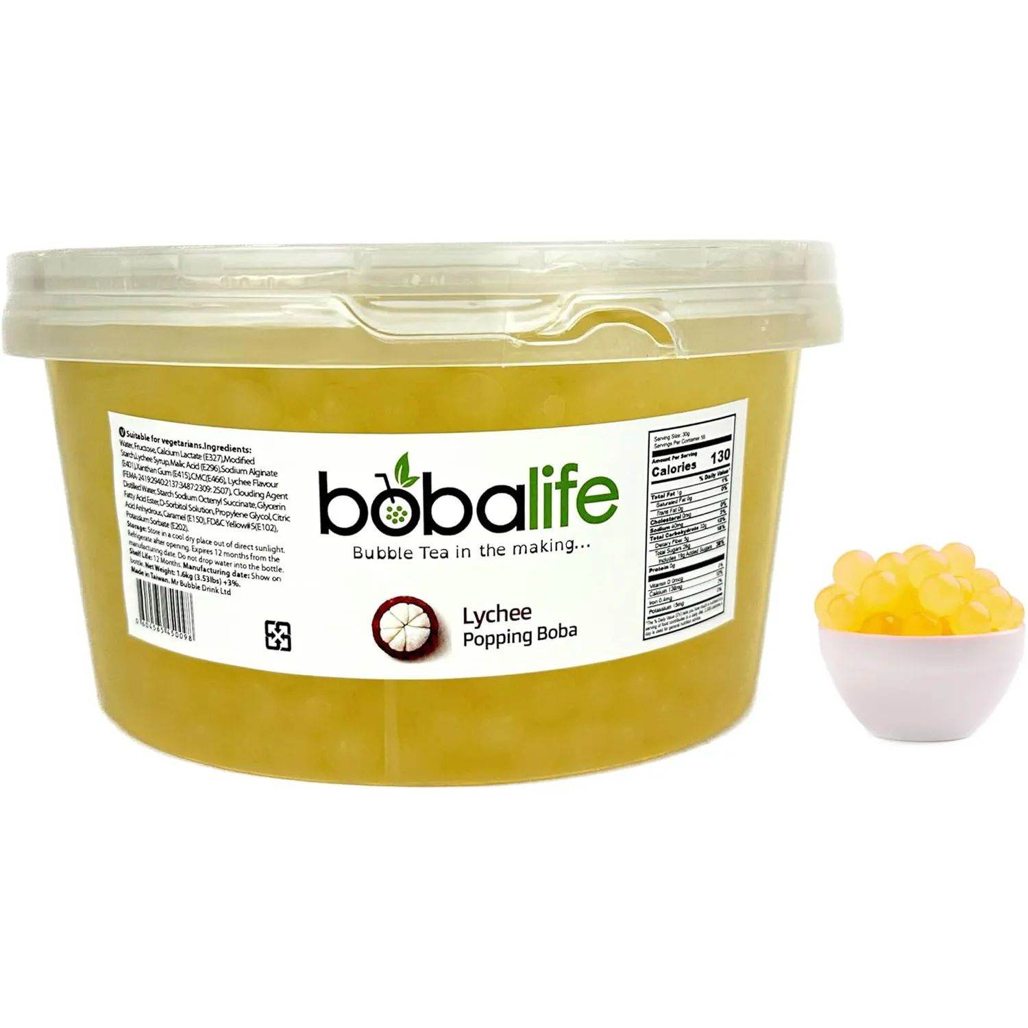 Lychee Popping Balls by Boba Life (1.6kg) Premium Taiwanese Boba
