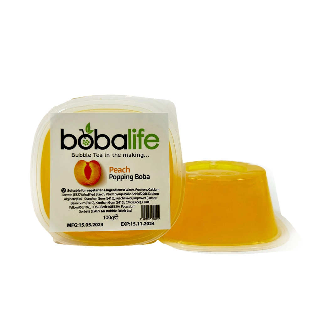 Peach Bubble Tea Boba Popping Pearls (100g) Premium Taiwanese Boba