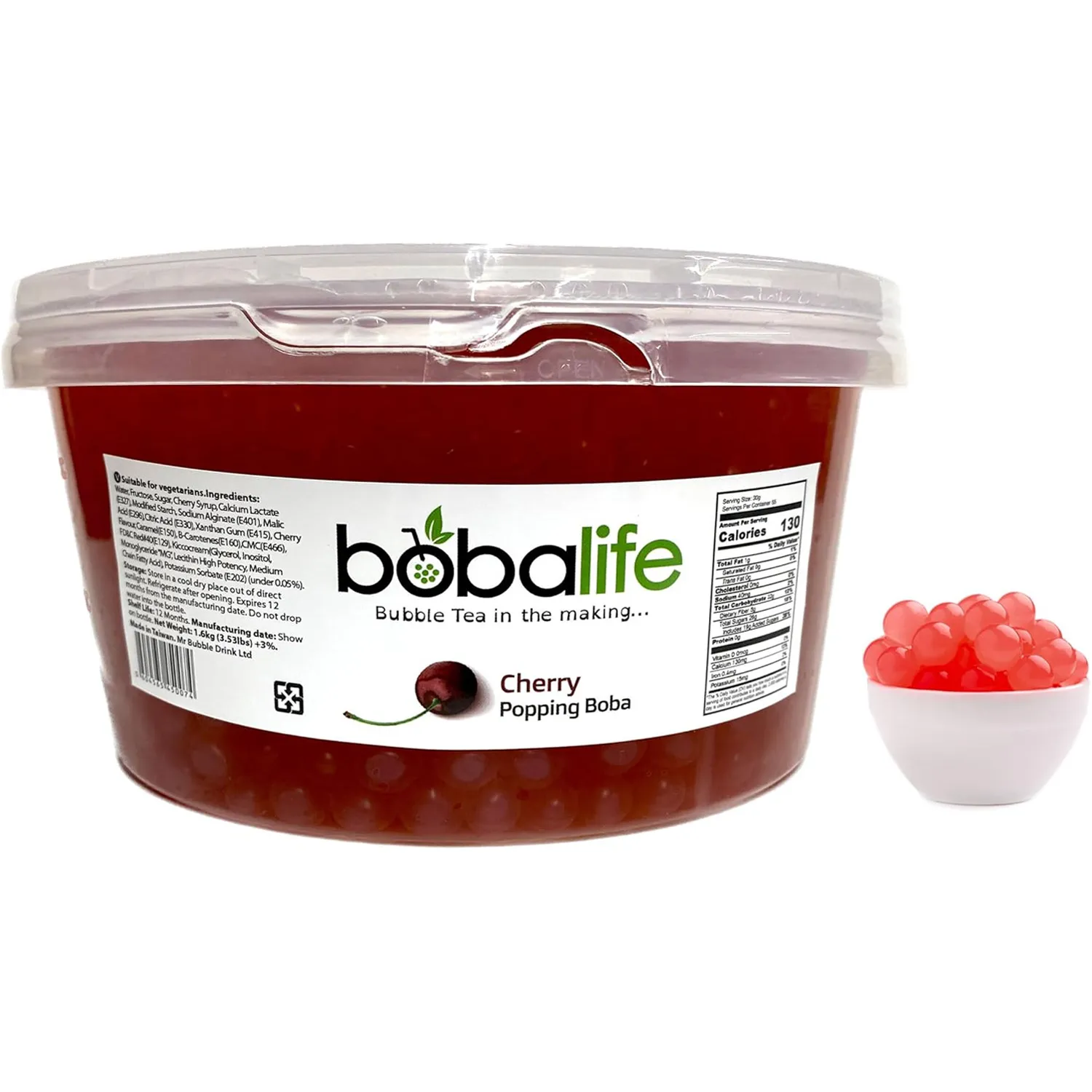Cherry Bubble Tea Pearls by Boba Life (1.6kg) Premium Taiwanese Boba