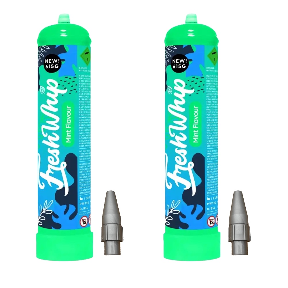 Cream Chargers by      Fresh Whip x 2 (615g N2O) - Mint Flavour