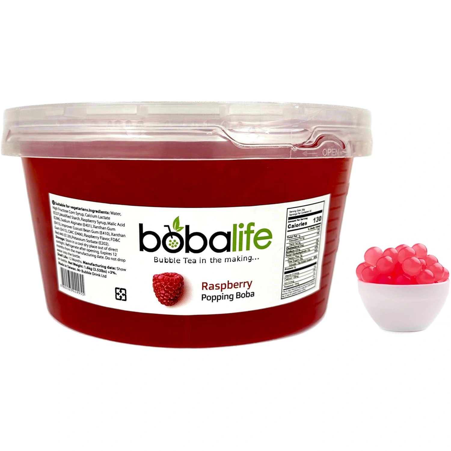 Raspberry Popping Boba Balls (1.6kg) Premium Taiwanese Boba