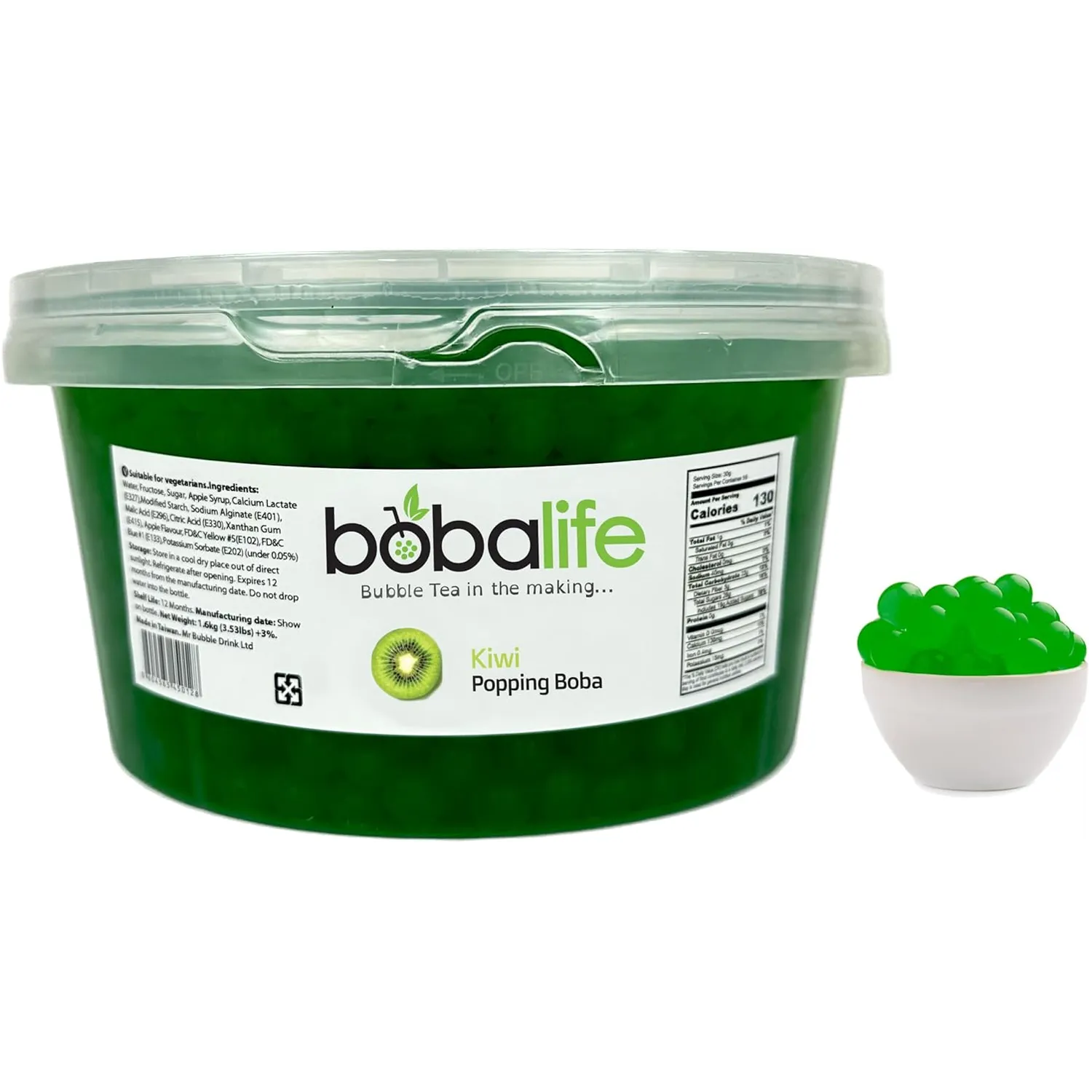 Kiwi Popping Boba Balls (1.6kg) Premium Taiwanese Boba